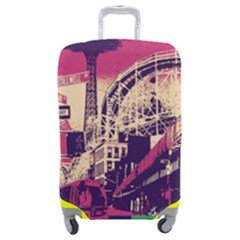 Pink City Retro Vintage Futurism Art Luggage Cover (medium) by Ket1n9