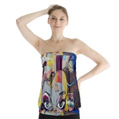 Graffiti Mural Street Art Painting Strapless Top by Ket1n9