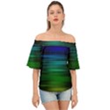 Blue And Green Lines Off Shoulder Short Sleeve Top View1