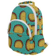 Taco Drawing Background Mexican Fast Food Pattern Rounded Multi Pocket Backpack by Ket1n9