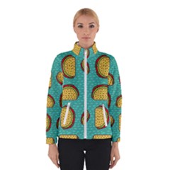 Taco Drawing Background Mexican Fast Food Pattern Women s Bomber Jacket by Ket1n9