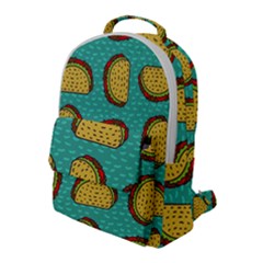 Taco Drawing Background Mexican Fast Food Pattern Flap Pocket Backpack (large) by Ket1n9