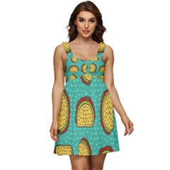 Taco Drawing Background Mexican Fast Food Pattern Ruffle Strap Babydoll Chiffon Dress by Ket1n9