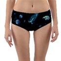 Colorful Abstract Pattern Consisting Glowing Lights Luminescent Images Marine Plankton Dark Backgrou Reversible Mid-Waist Bikini Bottoms View1