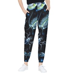 Colorful Abstract Pattern Consisting Glowing Lights Luminescent Images Marine Plankton Dark Backgrou Women s Tapered Pants by Ket1n9