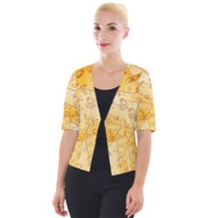 Cheese Slices Seamless Pattern Cartoon Style Cropped Button Cardigan by Ket1n9