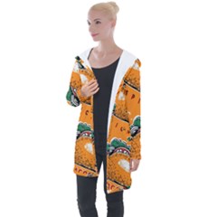 Seamless Pattern With Taco Longline Hooded Cardigan by Ket1n9