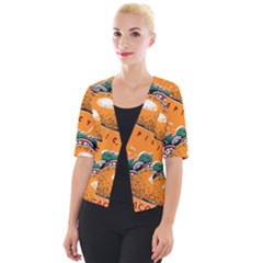 Seamless Pattern With Taco Cropped Button Cardigan by Ket1n9