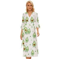 Cute Seamless Pattern With Avocado Lovers Midsummer Wrap Dress by Ket1n9