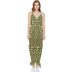 Aligator Skin Sleeveless Tie Ankle Chiffon Jumpsuit by Ket1n9