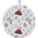 Cute Palm Volcano Seamless Pattern Round Trivet View1