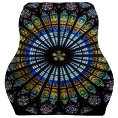 Stained Glass Rose Window In France s Strasbourg Cathedral Car Seat Velour Cushion  by Ket1n9