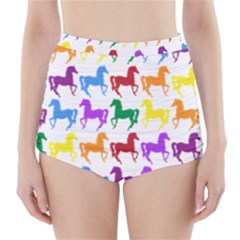 Colorful Horse Background Wallpaper High-waisted Bikini Bottoms by Hannah976