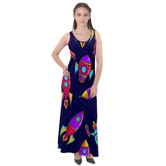 Space Patterns Sleeveless Velour Maxi Dress by Hannah976