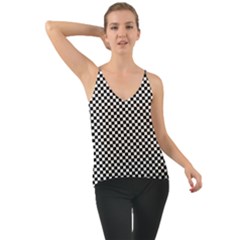 Black And White Checkerboard Background Board Checker Chiffon Cami by Hannah976