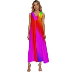 Multi Color Rainbow Background V-neck Sleeveless Loose Fit Overalls by Hannah976