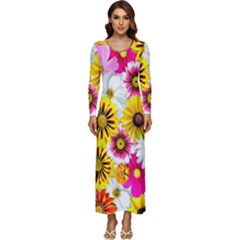 Flowers Blossom Bloom Nature Plant Long Sleeve Longline Maxi Dress by Hannah976