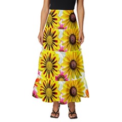 Flowers Blossom Bloom Nature Plant Tiered Ruffle Maxi Skirt by Hannah976