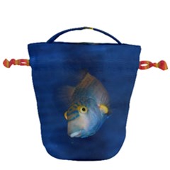 Fish Blue Animal Water Nature Drawstring Bucket Bag by Hannah976