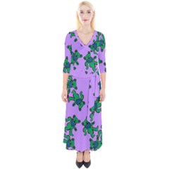 Grateful Dead Bears Quarter Sleeve Wrap Maxi Dress by Cendanart