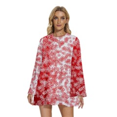 Christmas New Year Snowflake Deer Round Neck Long Sleeve Bohemian Style Chiffon Mini Dress by Ndabl3x