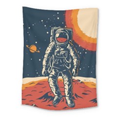 Vintage Retro Space Posters Astronaut Medium Tapestry by Sarkoni