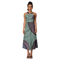 Converge Diverge Mingle Mix Divide Sleeveless Cross Front Cocktail Midi Chiffon Dress by Paksenen