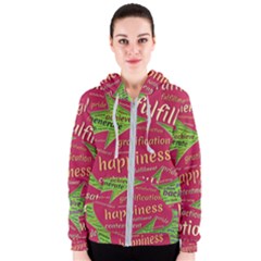 Fulfillment Satisfaction Happiness Women s Zipper Hoodie by Paksenen