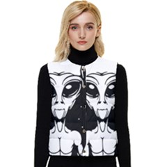 Alien Ufo Women s Button Up Puffer Vest by Bedest