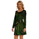 Circuits Circuit Board Green Technology Long Sleeve Wide Neck Velvet Dress View2