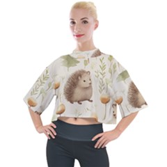 Hedgehog Mushroom Mock Neck T-shirt by Ndabl3x