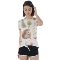 Hedgehog Mushroom Short Sleeve Open Back T-shirt by Ndabl3x