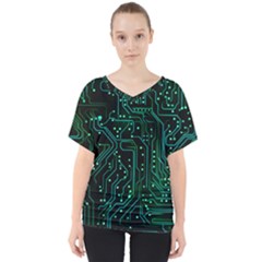 Circuits Circuit Board Green V-neck Dolman Drape Top by Ndabl3x