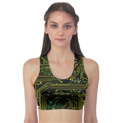 Circuits Circuit Board Yelow Fitness Sports Bra by Ndabl3x