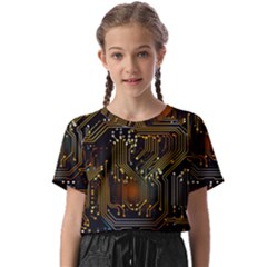 Circuits Circuit Board Orange Technology Kids  Basic T-shirt by Ndabl3x