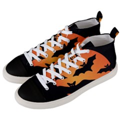 Halloween Bats Moon Full Moon Men s Mid-top Canvas Sneakers by Cendanart