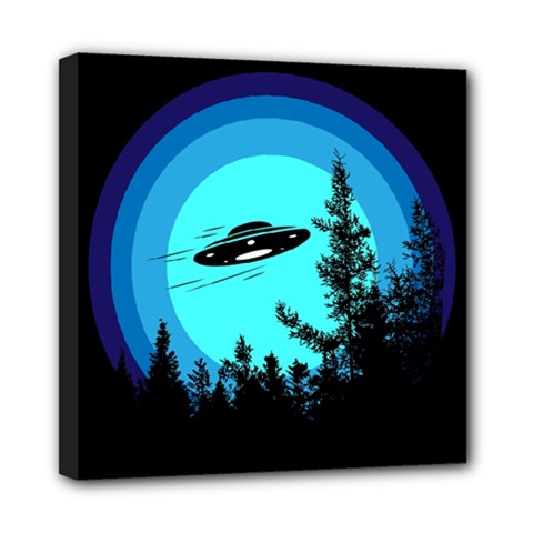 Ufo Alien Night Sky Night Mini Canvas 8  X 8  (stretched) by Cendanart