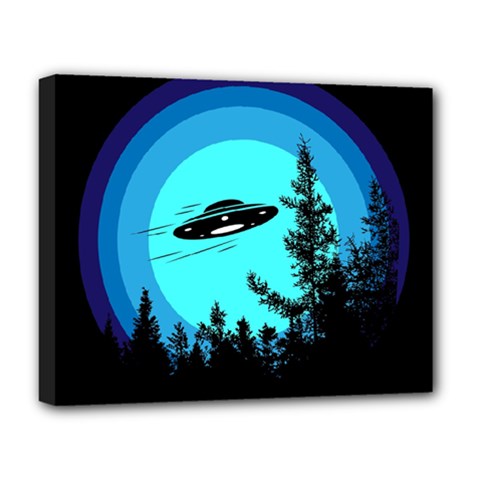 Ufo Alien Night Sky Night Deluxe Canvas 20  X 16  (stretched) by Cendanart