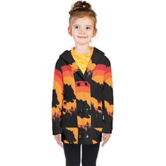 Forest Bear Silhouette Sunset Kids  Double Breasted Button Coat by Cendanart