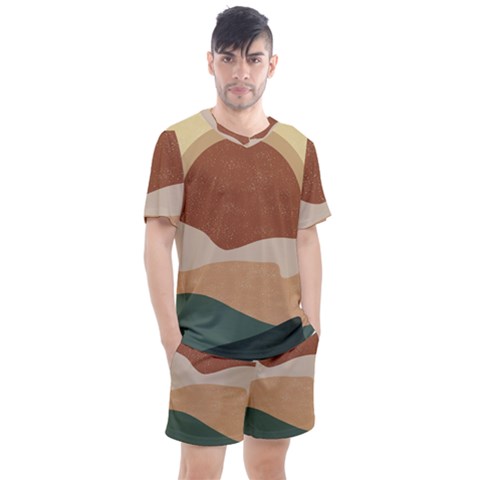 Sunrise Sunset Desert Wall Art Men s Mesh T-shirt And Shorts Set by Bedest