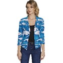 Seamless Pattern With Colorful Bush Roses Women s Casual 3/4 Sleeve Spring Jacket View1