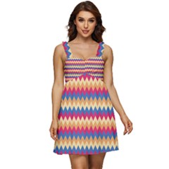 Zigzag Pattern Seamless Zig Zag Background Color Ruffle Strap Babydoll Chiffon Dress by Ket1n9