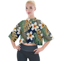 Seamless Pattern With Tropical Strelitzia Flowers Leaves Exotic Background Mock Neck T-shirt by Ket1n9