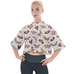 Pattern With Butterflies Moths Mock Neck T-shirt by Ket1n9