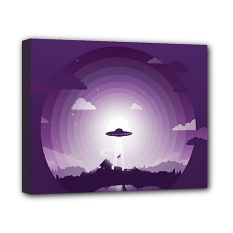 Ufo Illustration Style Minimalism Silhouette Canvas 10  X 8  (stretched) by Cendanart