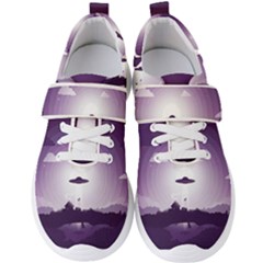 Ufo Illustration Style Minimalism Silhouette Men s Velcro Strap Shoes by Cendanart