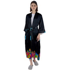 Tetris Game Maxi Satin Kimono by Cendanart