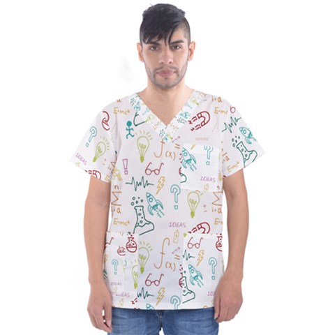 Background Decorative Men s V-neck Scrub Top by Bedest