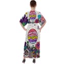 Rainbow Fun Cute Minimal Doodles V-Neck Boho Style Maxi Dress View2