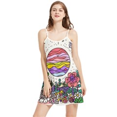 Rainbow Fun Cute Minimal Doodles Summer Frill Dress by Bedest